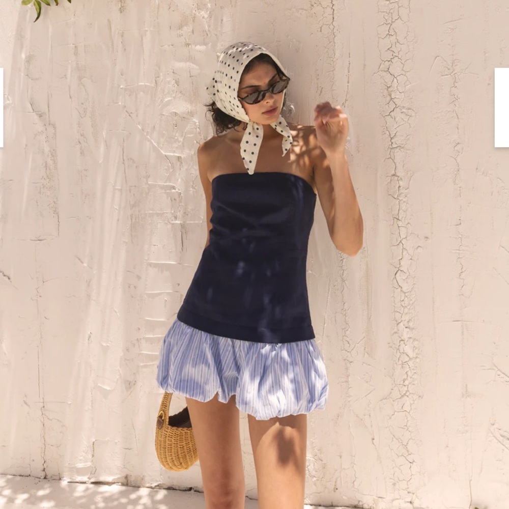 REVOLVE brand - Line & Dot Navy Strapless Mini Dress
